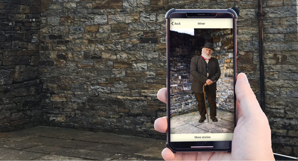 Mobile app with AR feature depicting a miner sharing stories about his life as a miner.