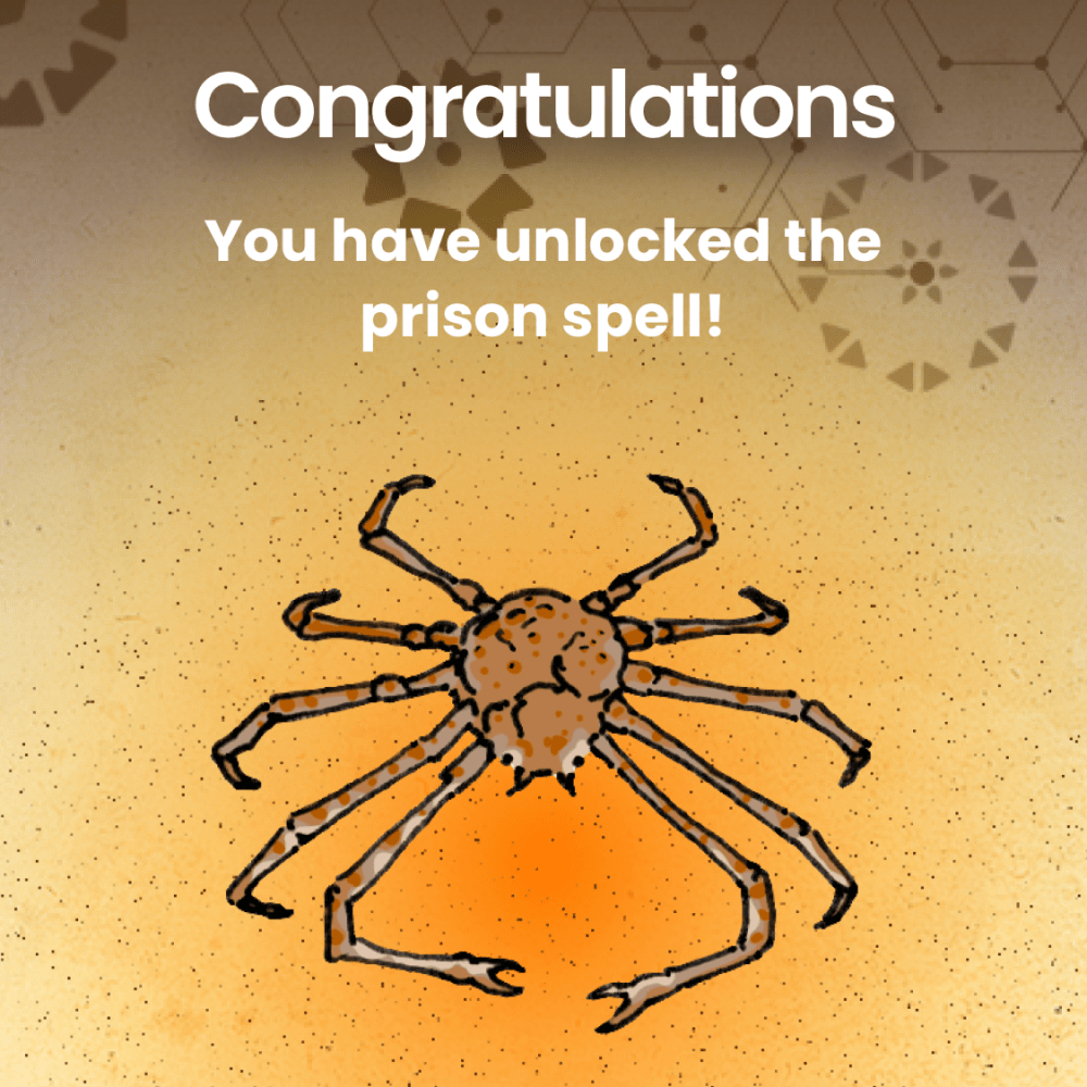 A drawing of the spider crab it presented to celebrate the unlocking of the prison spell.