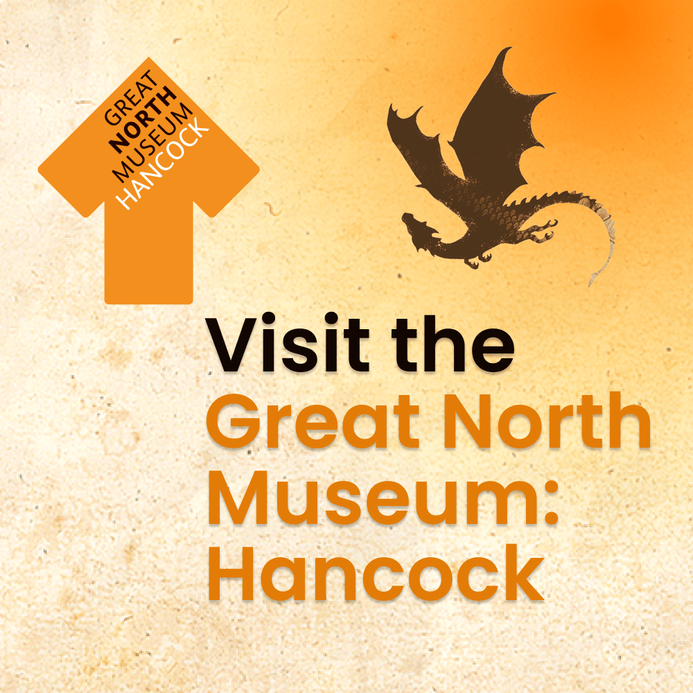 The Great North Museum: Hancock logo is shown alongside a mythical dragon.